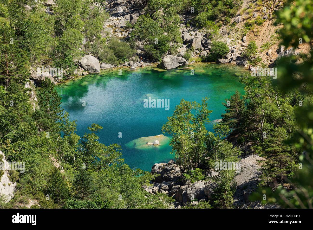 France, Alpes de Haute Provence, regional natural park of Verdon, Castellane, Le Verdon river at the entrance of the lake of Chaudanne Stock Photo