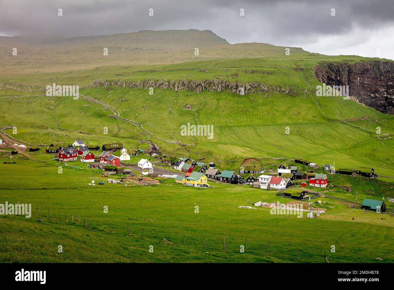 Mykines village on the Faroe Islands Stock Photo