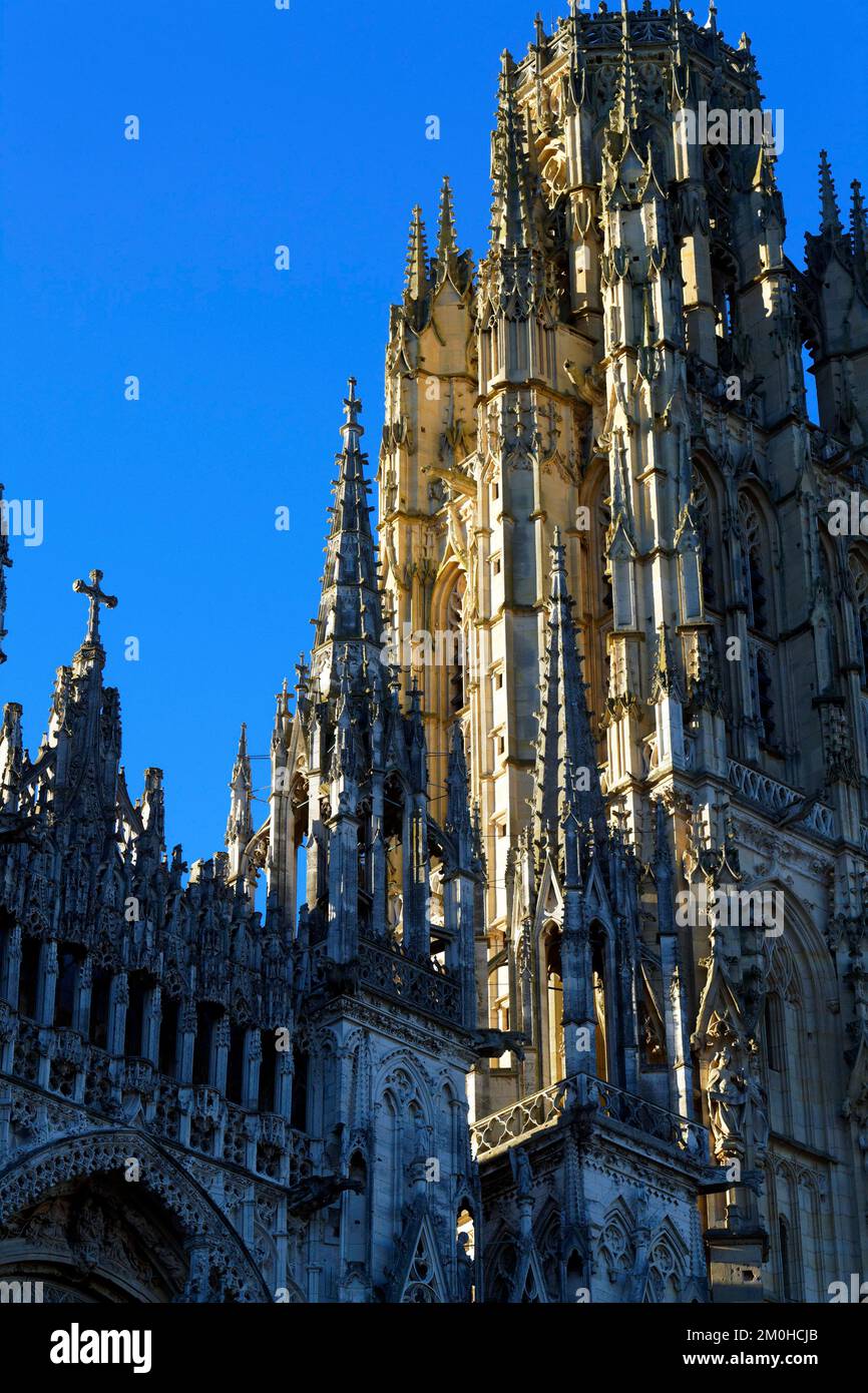 France, Seine Maritime, Rouen, the Notre Dame cathedral, the Tour de Beurre tower Stock Photo