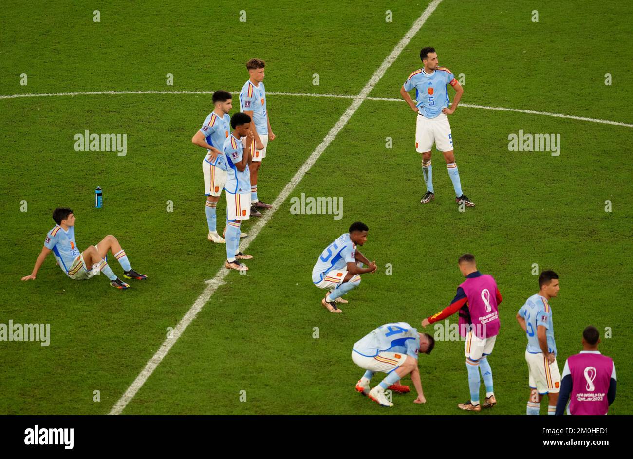 Spain S Sergio Busquets Top Right And Team Mates Appear Dejected