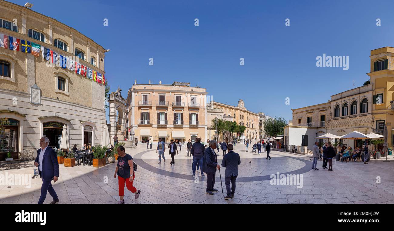 Italy, Basilicata, Matera, The Sassi and the park of the rupestrian churches listed as World Heritage by UNESCO, Piazza Vittorio Veneto Stock Photo