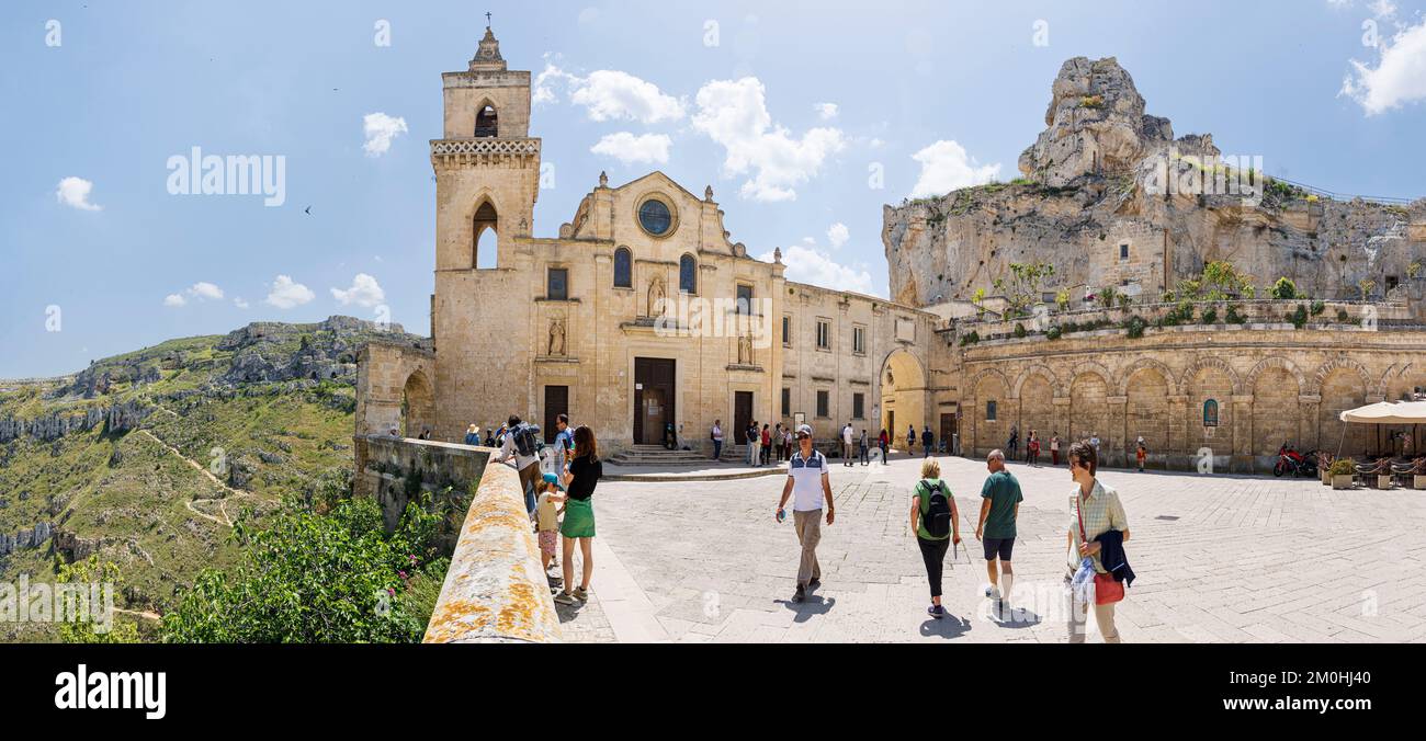 Italy, Basilicata, Matera, The Sassi and the park of the rupestrian churches listed as World Heritage by UNESCO, chiesa San Pietro Caveoso Stock Photo