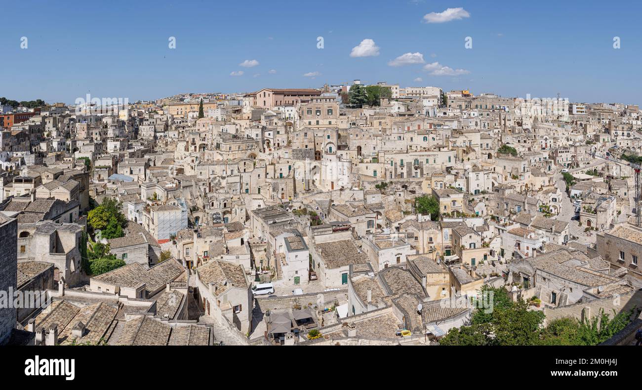 Italy, Basilicata, Matera, The Sassi and the park of the rupestrian churches listed as World Heritage by UNESCO, Sasso Barisano Stock Photo