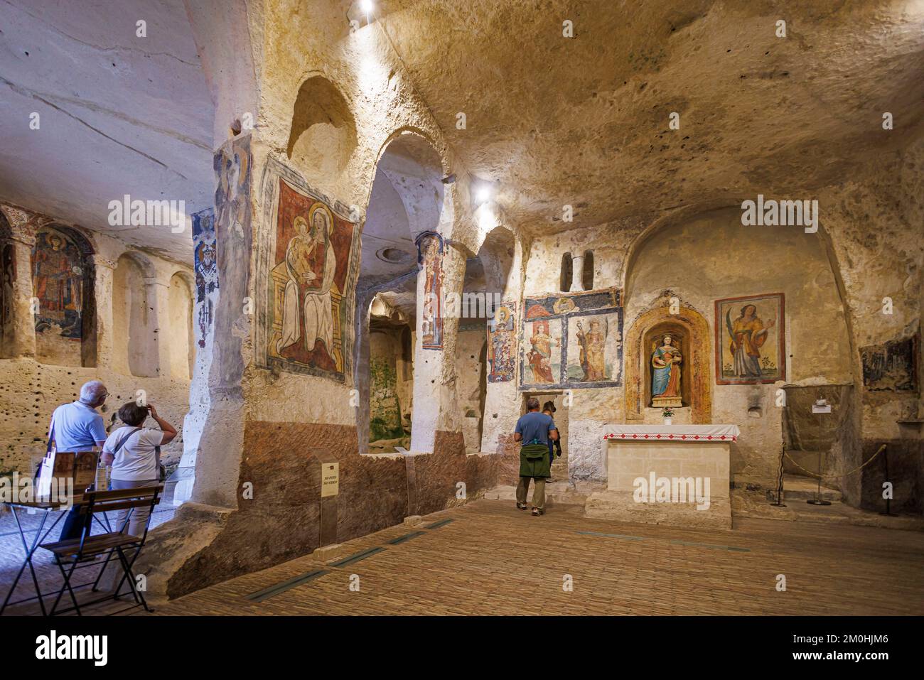 Italy, Basilicata, Matera, The Sassi and the park of the rupestrian churches listed as World Heritage by UNESCO, Santa Lucia alle Malve cave church Stock Photo