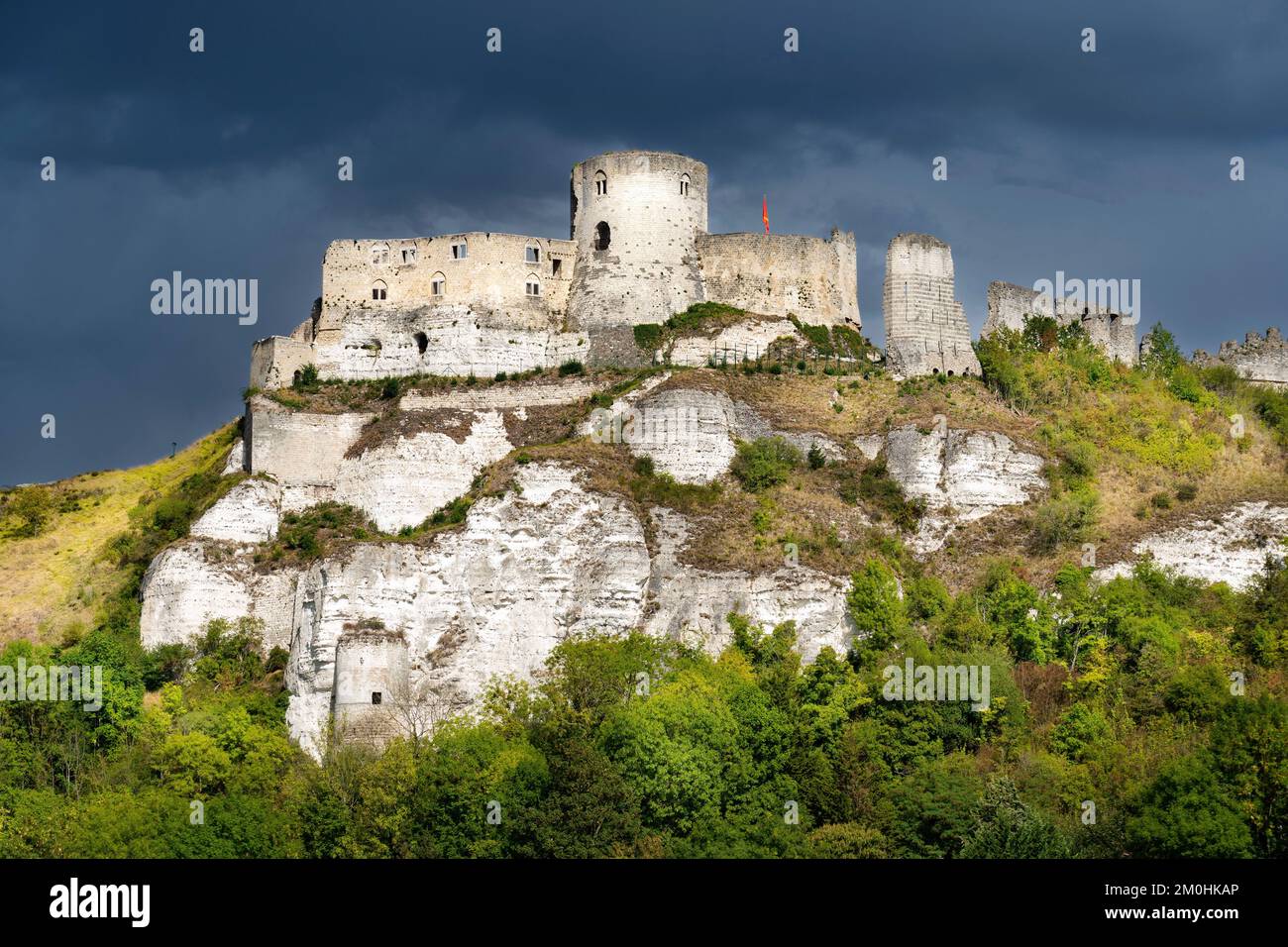 France, Eure, Les Andelys, Chateau Gaillard, 12th century fortress built by Richard Coeur de Lion, the dungeon Stock Photo