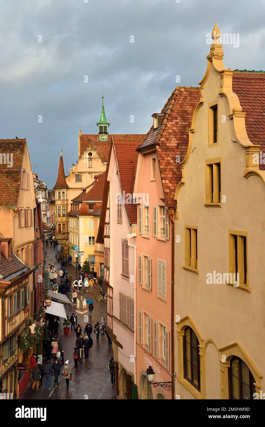 France, Haut Rhin, Colmar, gabled houses and wood-framed houses in ...