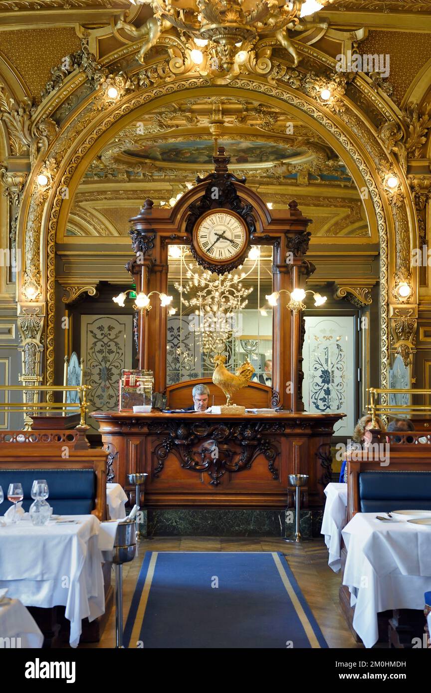 France, Paris, gare de Lyon (train station), restaurant Le Train bleu, Gilles Pudlowski Stock Photo