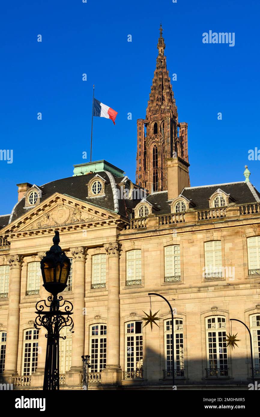 France, Bas Rhin, Strasbourg, old town listed as World Heritage by UNESCO, Palais des Rohan which houses the Museum of Decorative Arts, Fine Arts and Archeology and Notre Dame Cathedral in the background Stock Photo