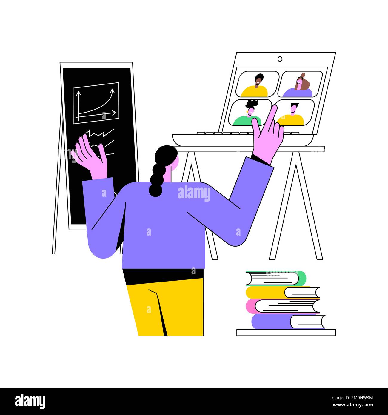 Remote learning isolated cartoon vector illustrations. Teacher giving