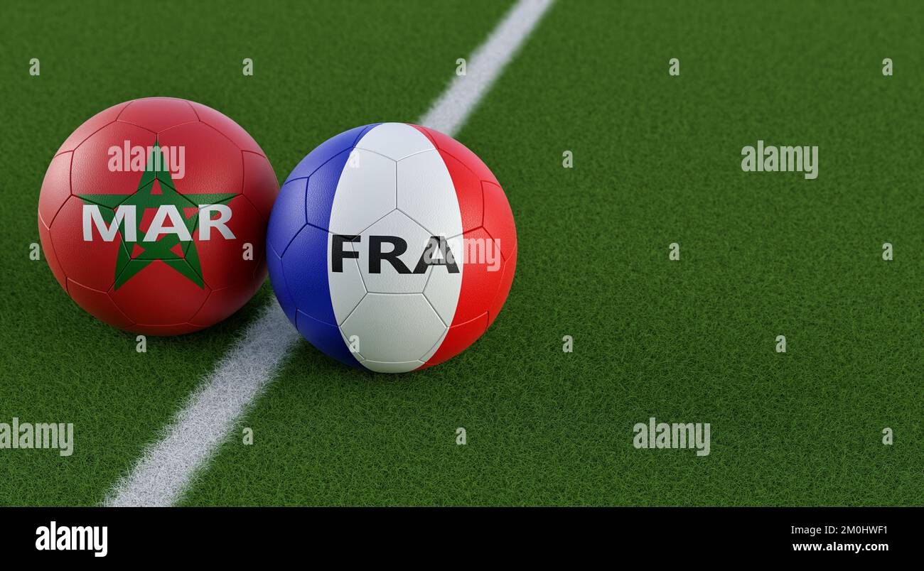France vs. Morocco Soccer Match Soccer balls in France and Morocco