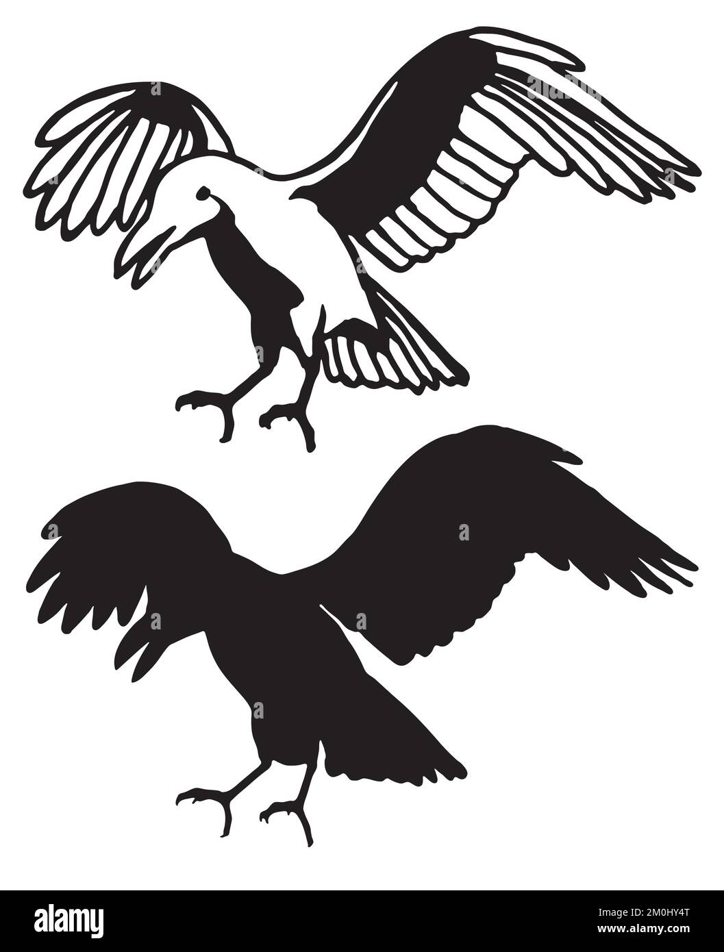 Grunge raven vector silhouette Cut Out Stock Images & Pictures - Alamy