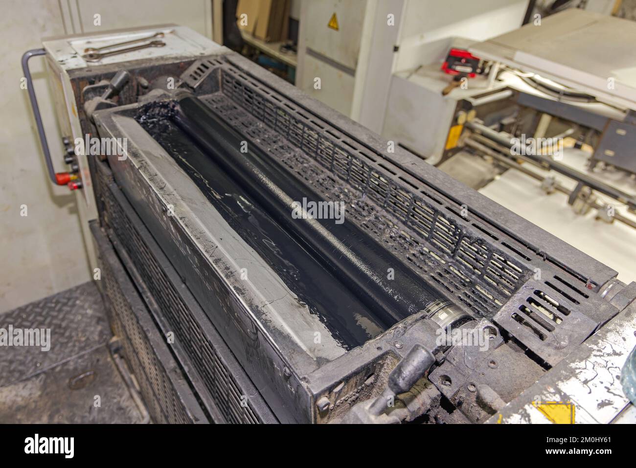 Black Print Ink Rollers Offset Printing Machinery Stock Photo Alamy