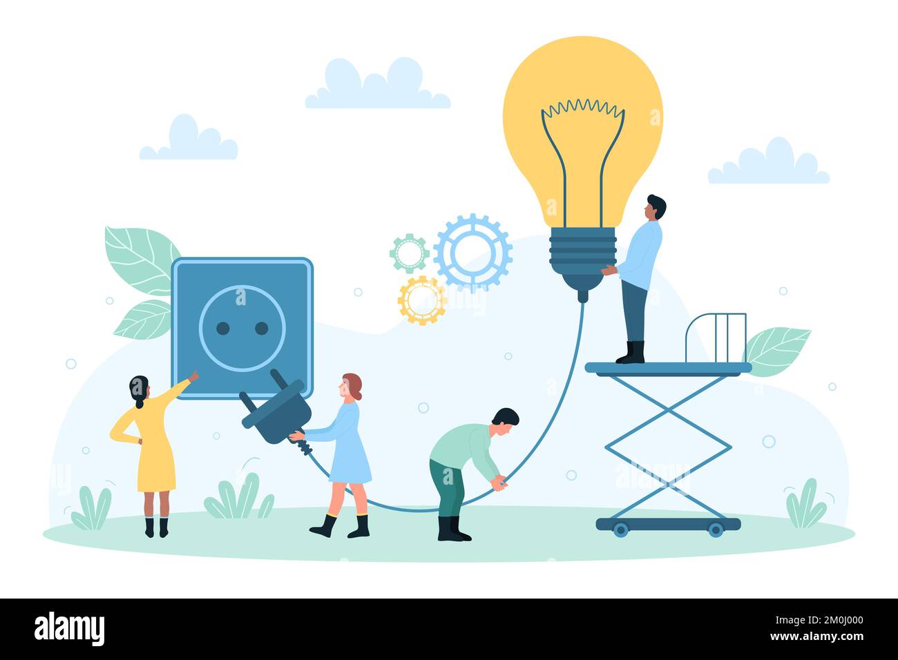 Energy, electricity supply and maintenance support service vector