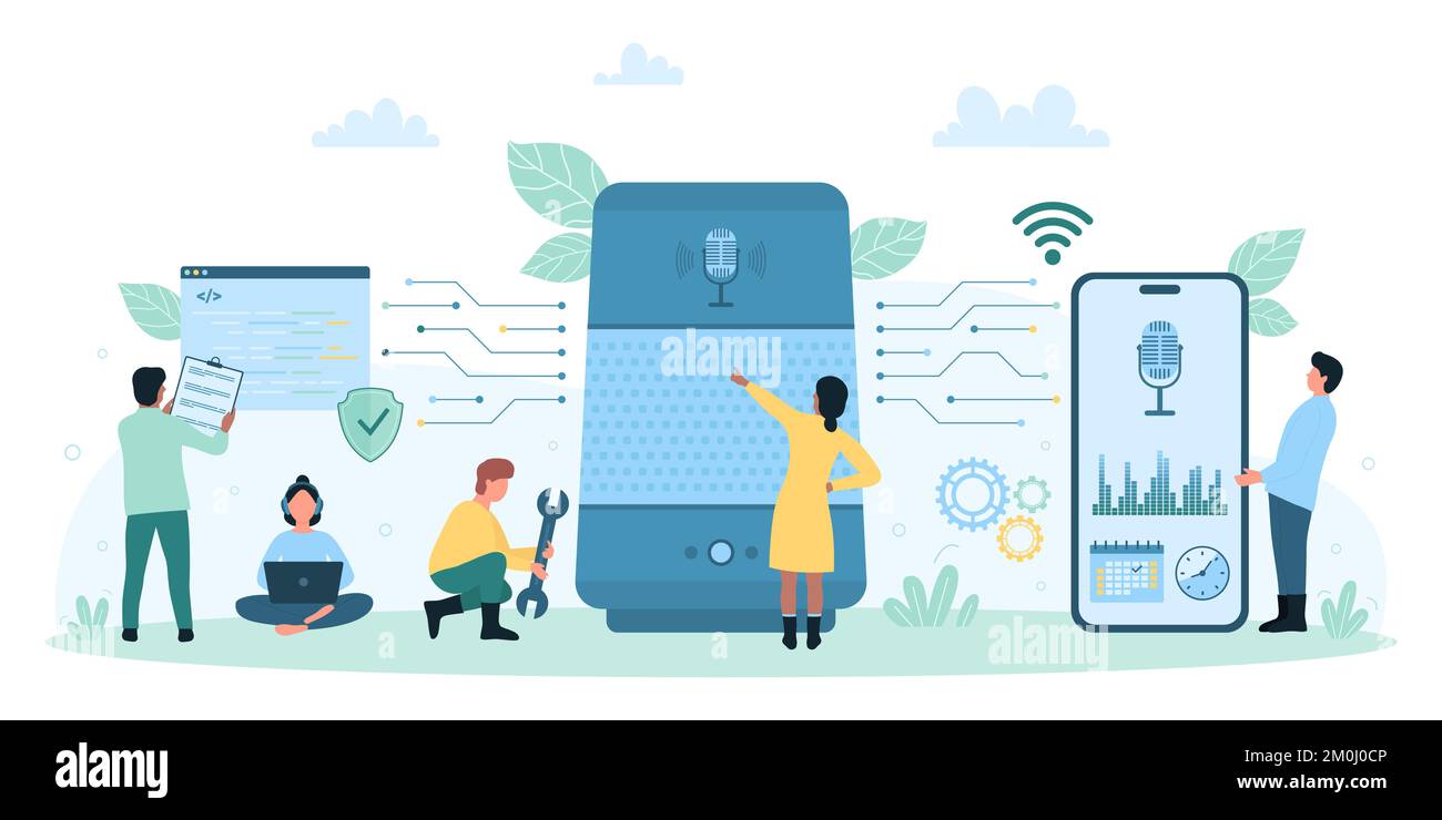 Voice assistant, electronic automation service vector illustration