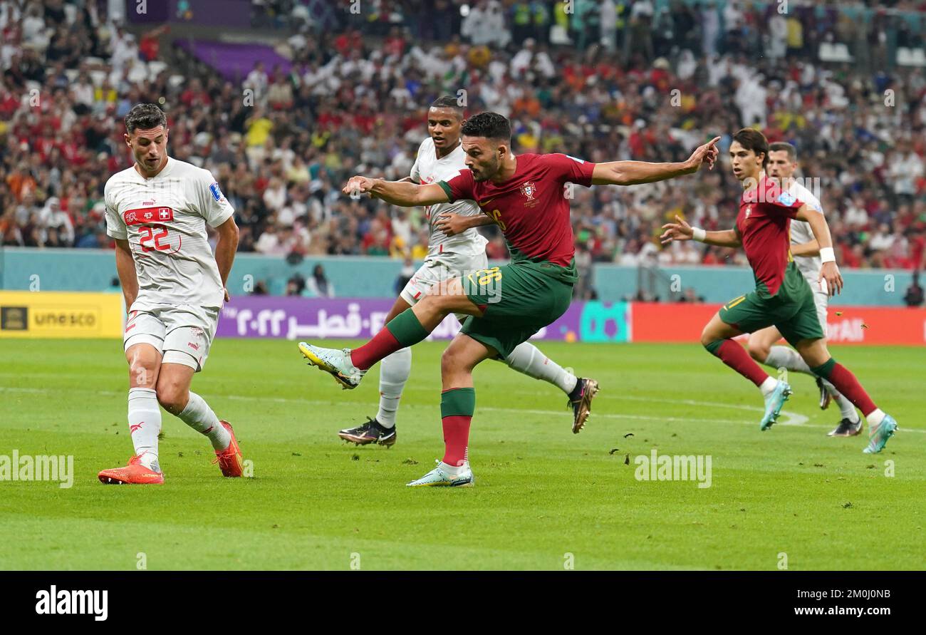 Portugal's Goncalo Ramos scores their side's first goal of the game