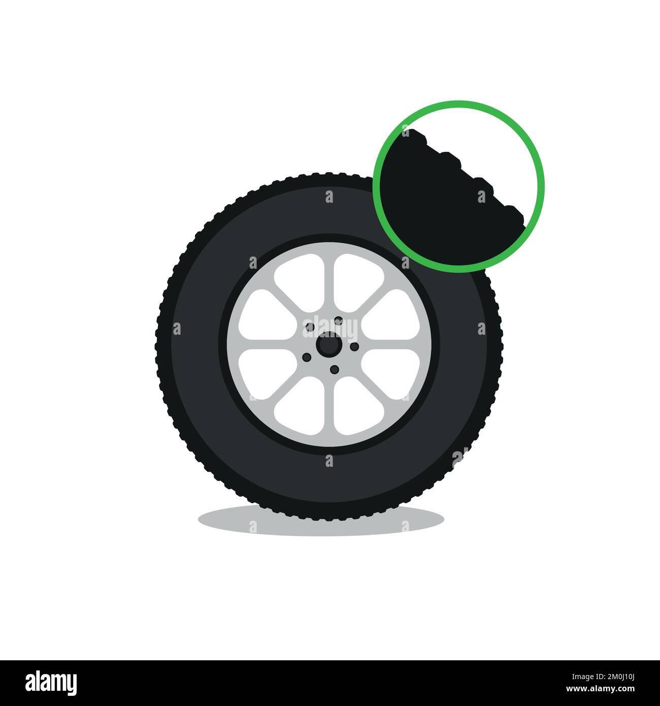 Check tire thread depth flat illustration. Auto tire change service