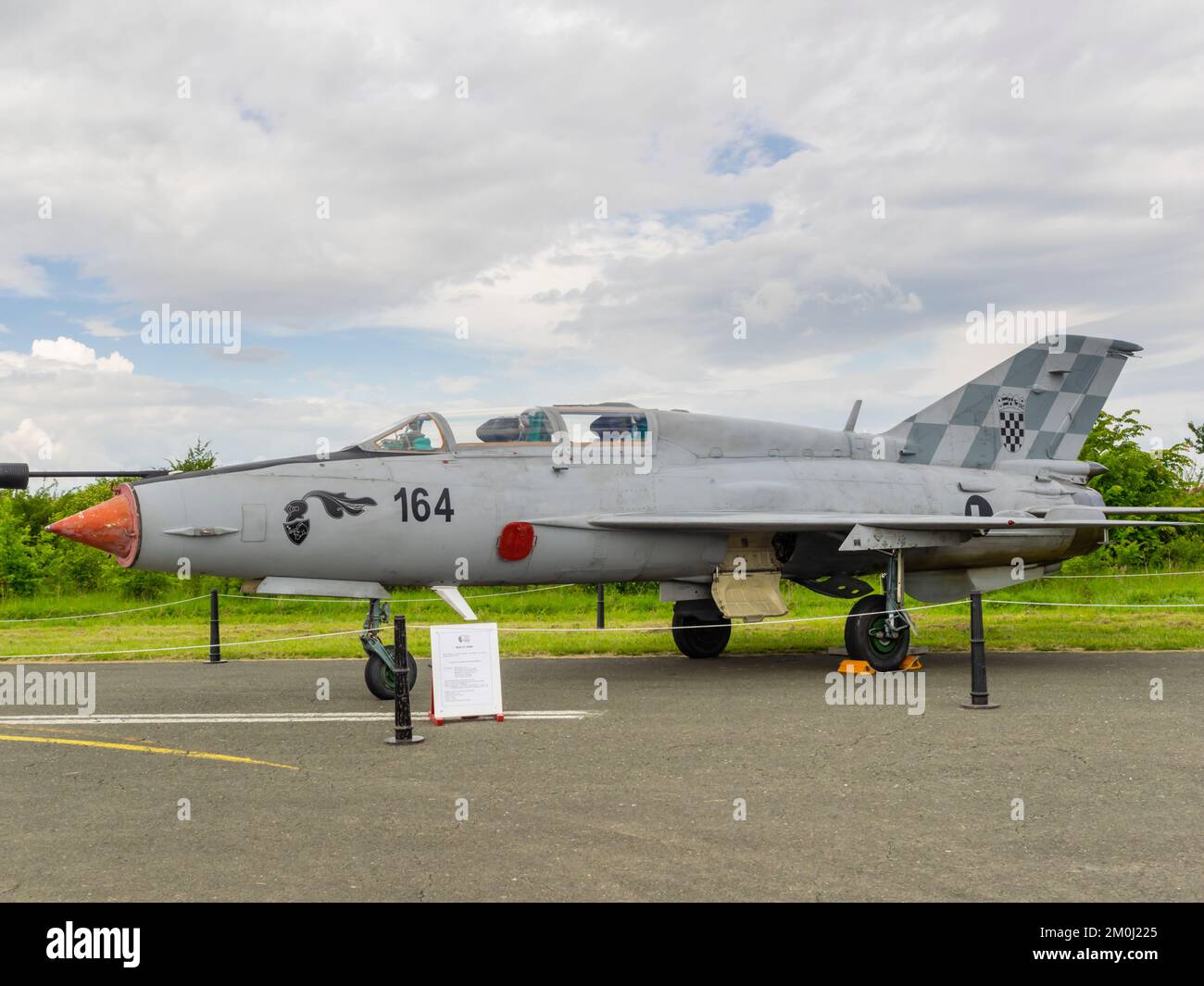 Croatian Air Force HRZ MiG21UMD trainer aircraft 164, Pleso airbase 2017 full length fuselage Stock Photo