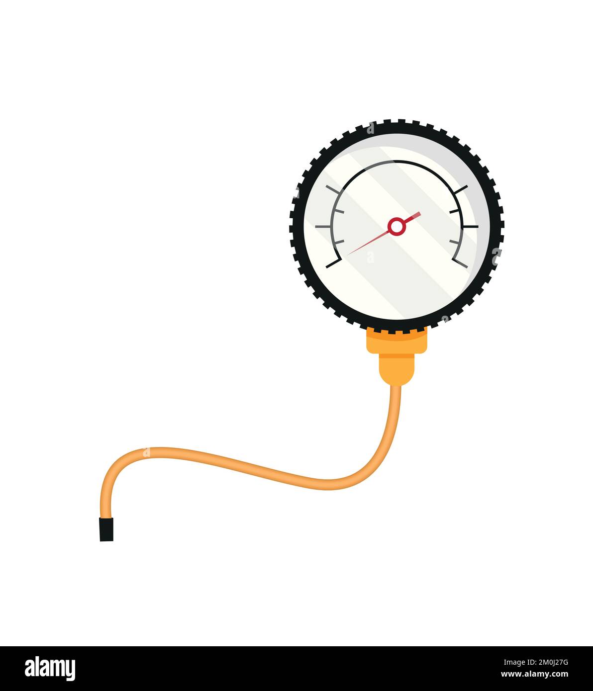Tire fitting. Pump, car wheel and tire pressure gauge in flat design