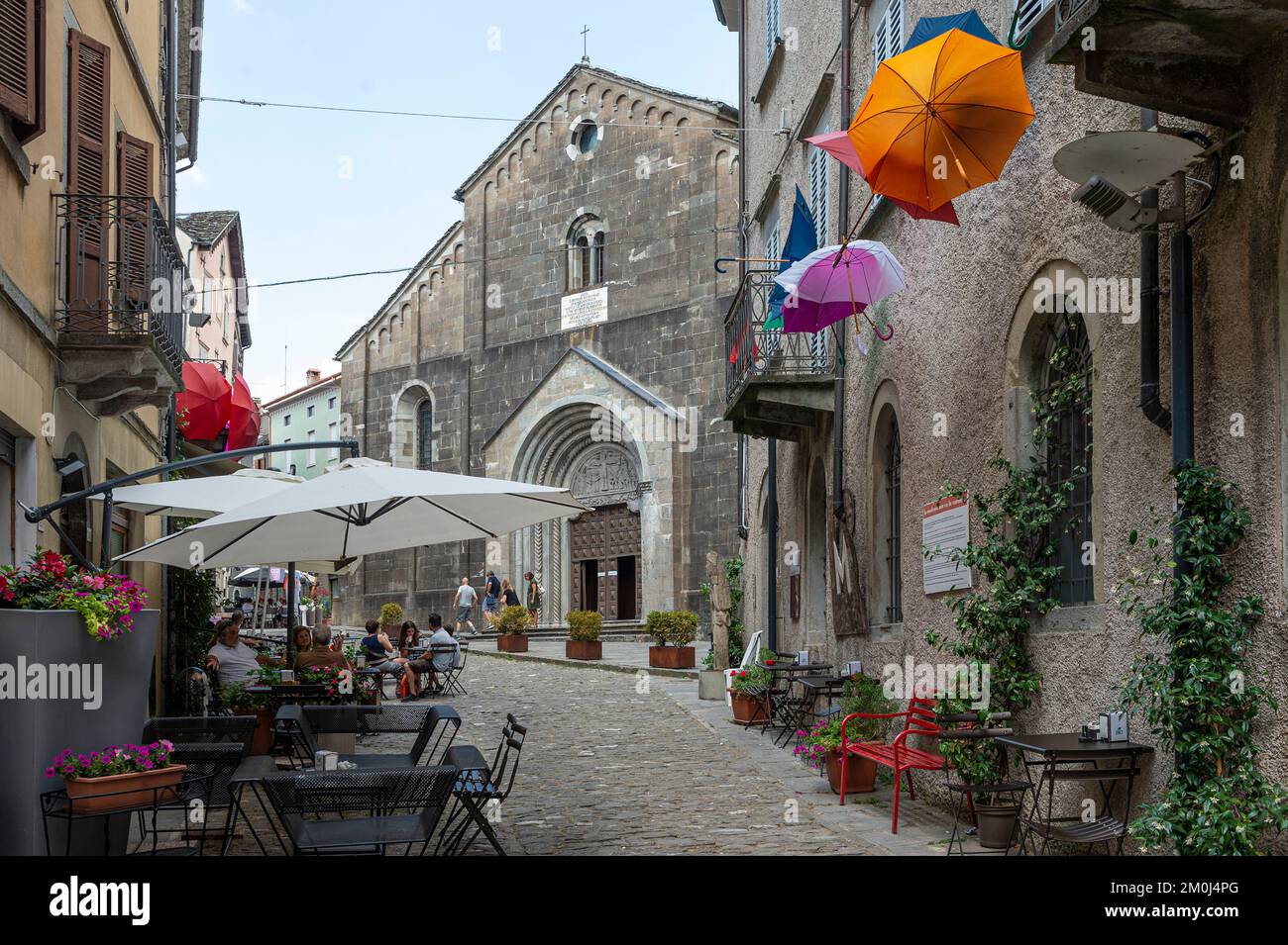 village partial view and duomo, berceto, italy Stock Photo