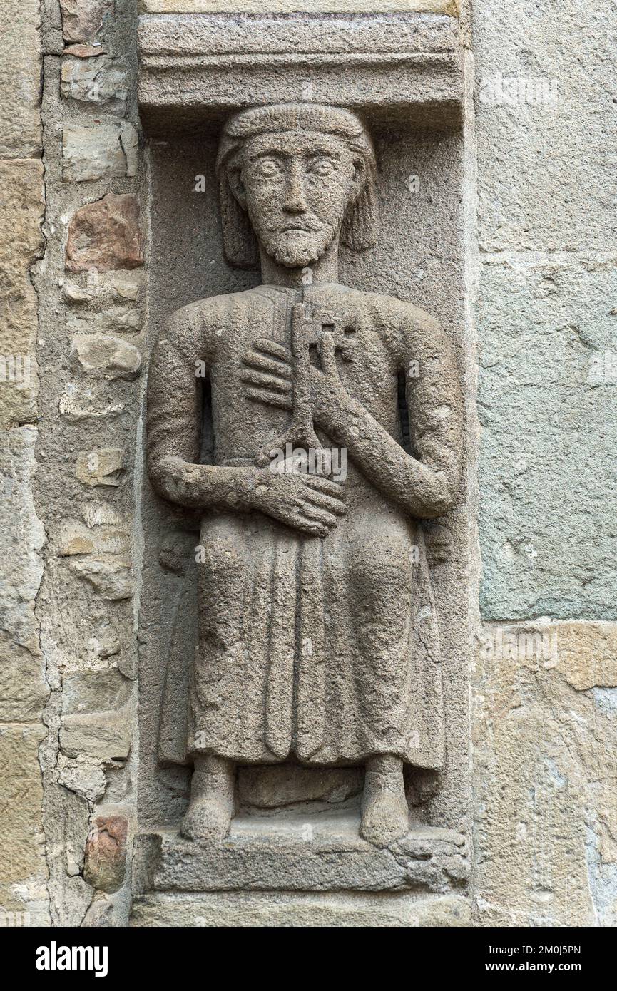 bas relief outside the duomo, berceto, italy Stock Photo