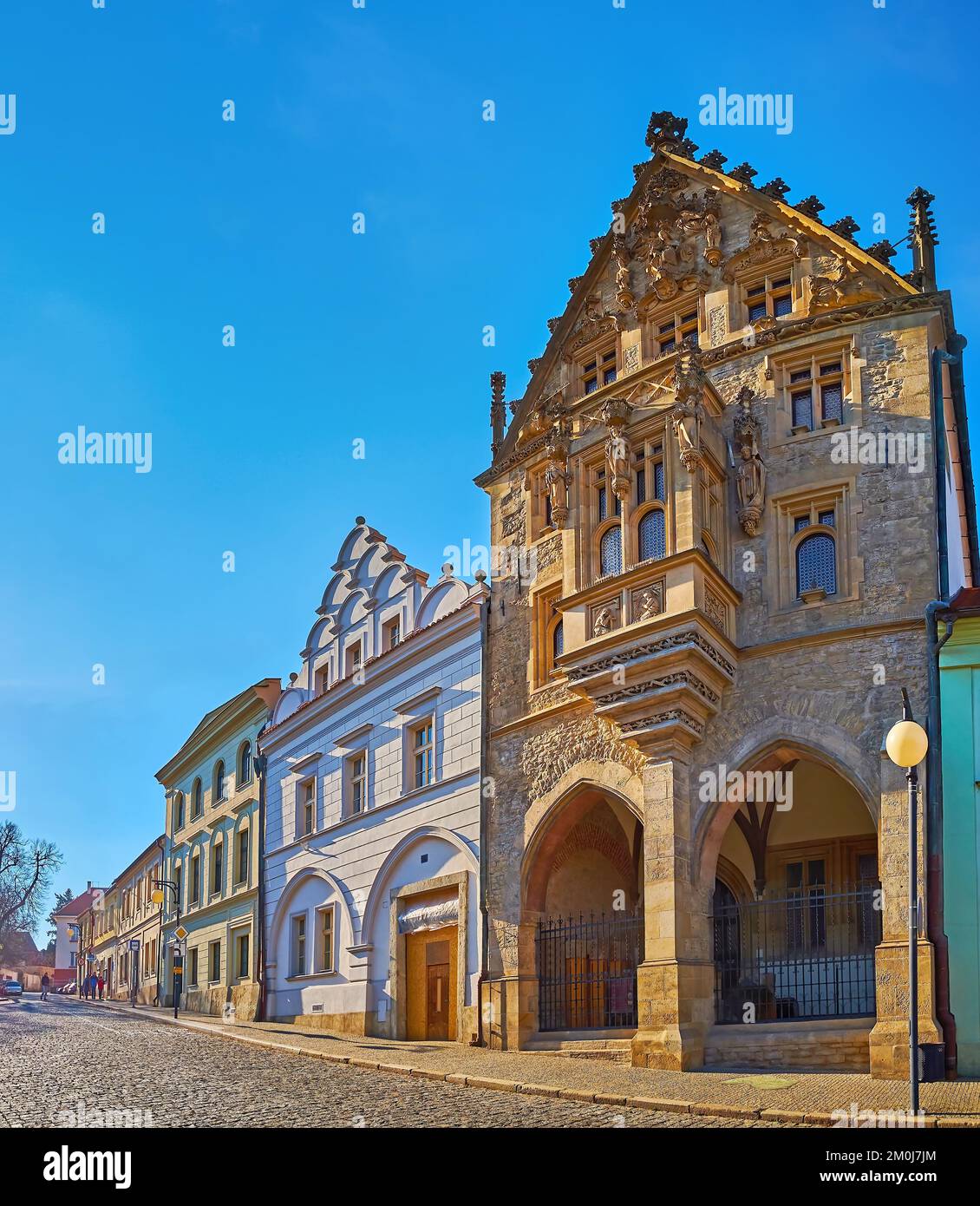 The medieval Gothic Stone House (Kamenny Dum, Czech Museum of Silver) on Vaclavske Square, Kutna Hora, Czech Republic Stock Photo