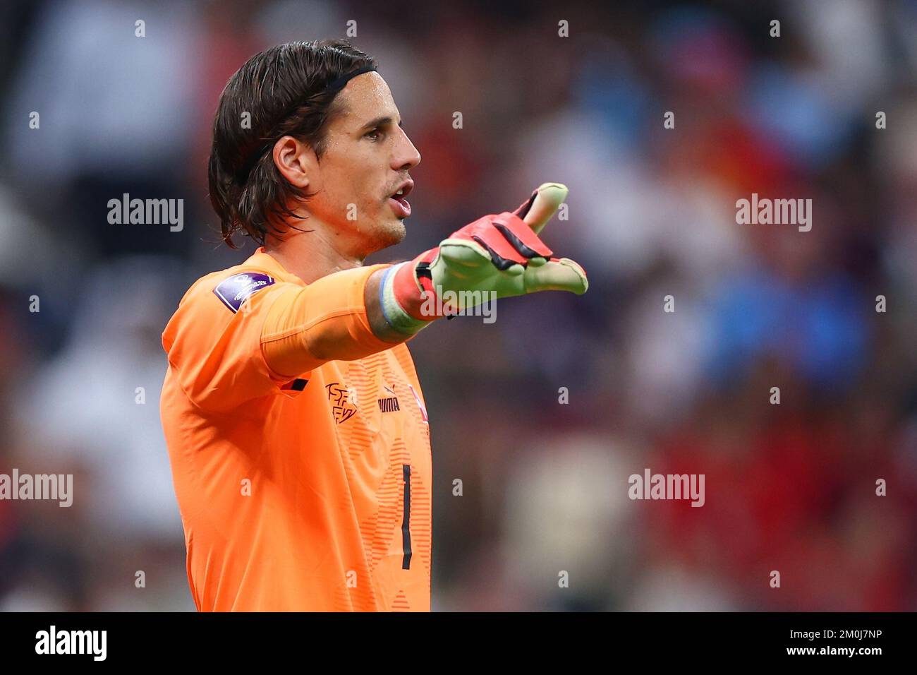 Lusail, Qatar. 06th Dec, 2022. Soccer, 2022 World Cup in Qatar, Portugal - Switzerland, Round of 16, at Lusail Stadium, goalkeeper Yann Sommer of Switzerland gestures during the match. Credit: Tom Weller/dpa/Alamy Live News Stock Photo