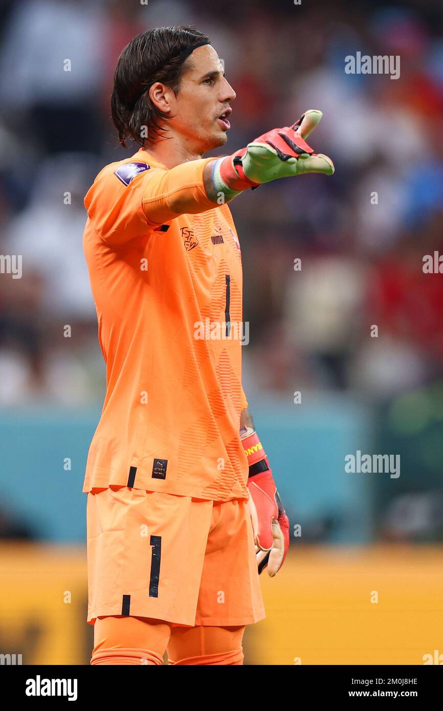 Lusail, Qatar. 06th Dec, 2022. Soccer, 2022 World Cup in Qatar, Portugal - Switzerland, Round of 16, at Lusail Stadium, goalkeeper Yann Sommer of Switzerland gestures during the match. Credit: Tom Weller/dpa/Alamy Live News Stock Photo
