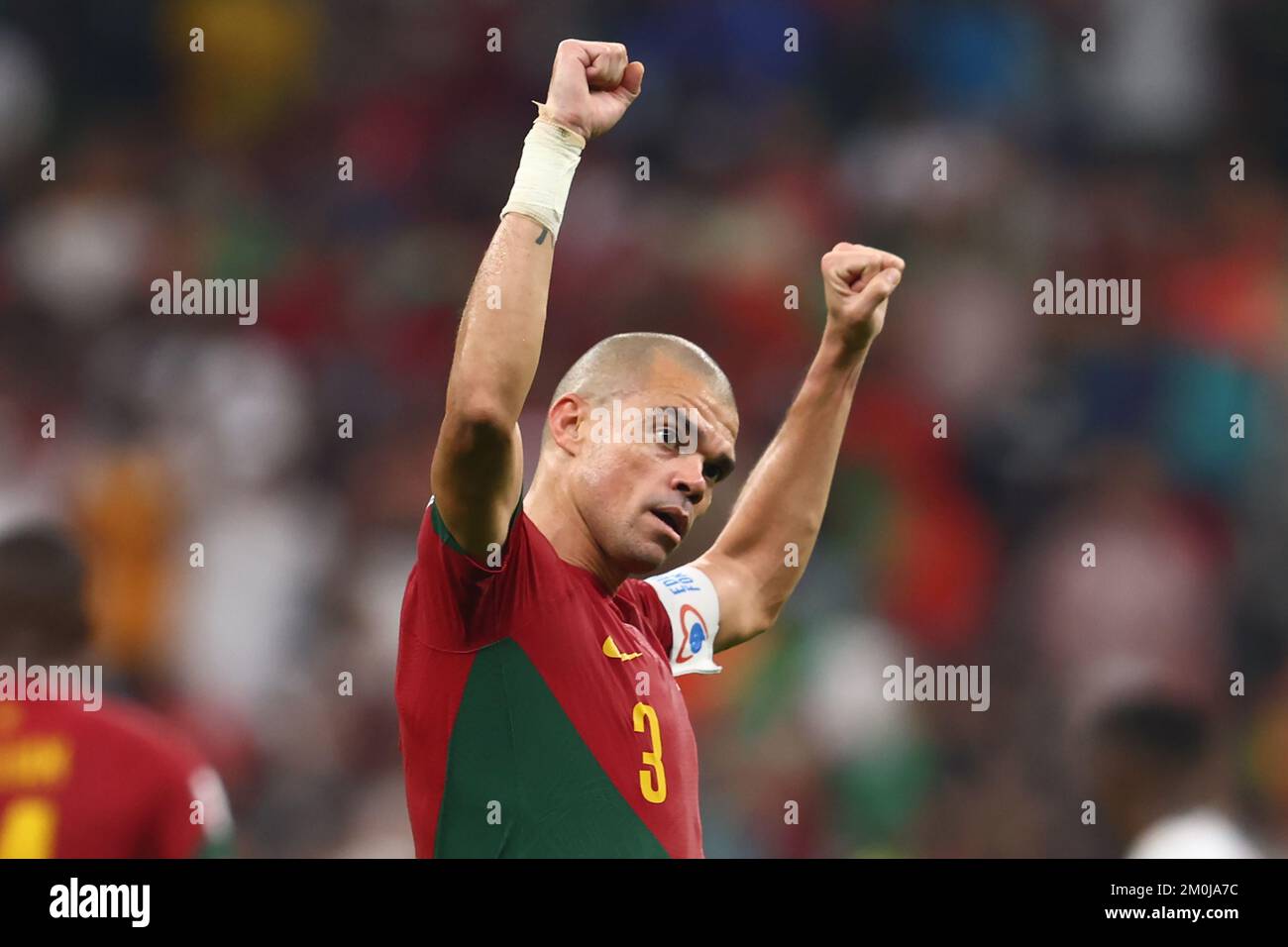 Doha, Qatar. 06th Dec, 2022. Pepe of Portugal celebrates scoring his side's second goal during the 2022 FIFA World Cup Round of 16 match at Lusail Stadium in Doha, Qatar on December 06, 2022. Photo by Chris Brunskill/UPI Credit: UPI/Alamy Live News Stock Photo