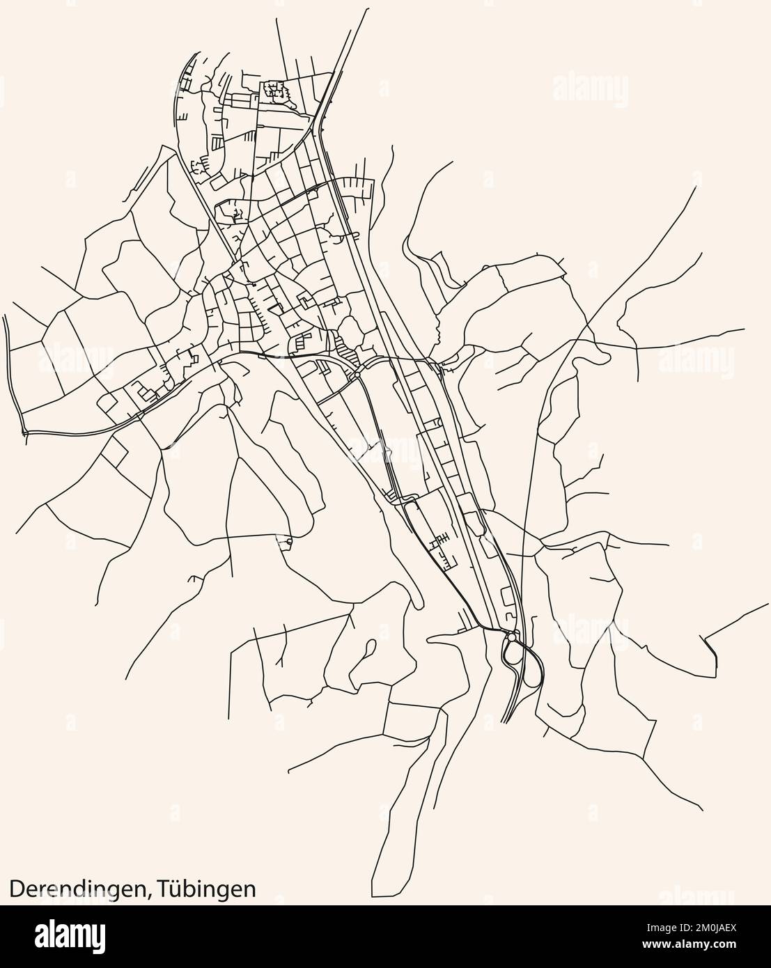 Street roads map of the DERENDINGEN DISTRICT, TÜBINGEN Stock Vector Image & Art Alamy