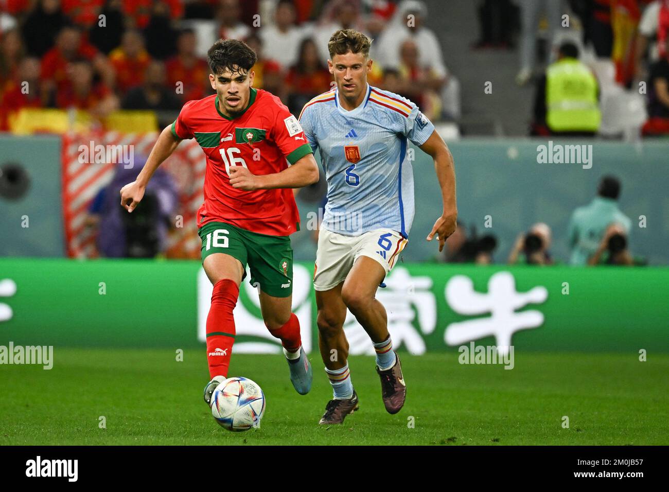 Abdessamad Ezzalzouli of Morocco and Marcos Llorente of Spain during