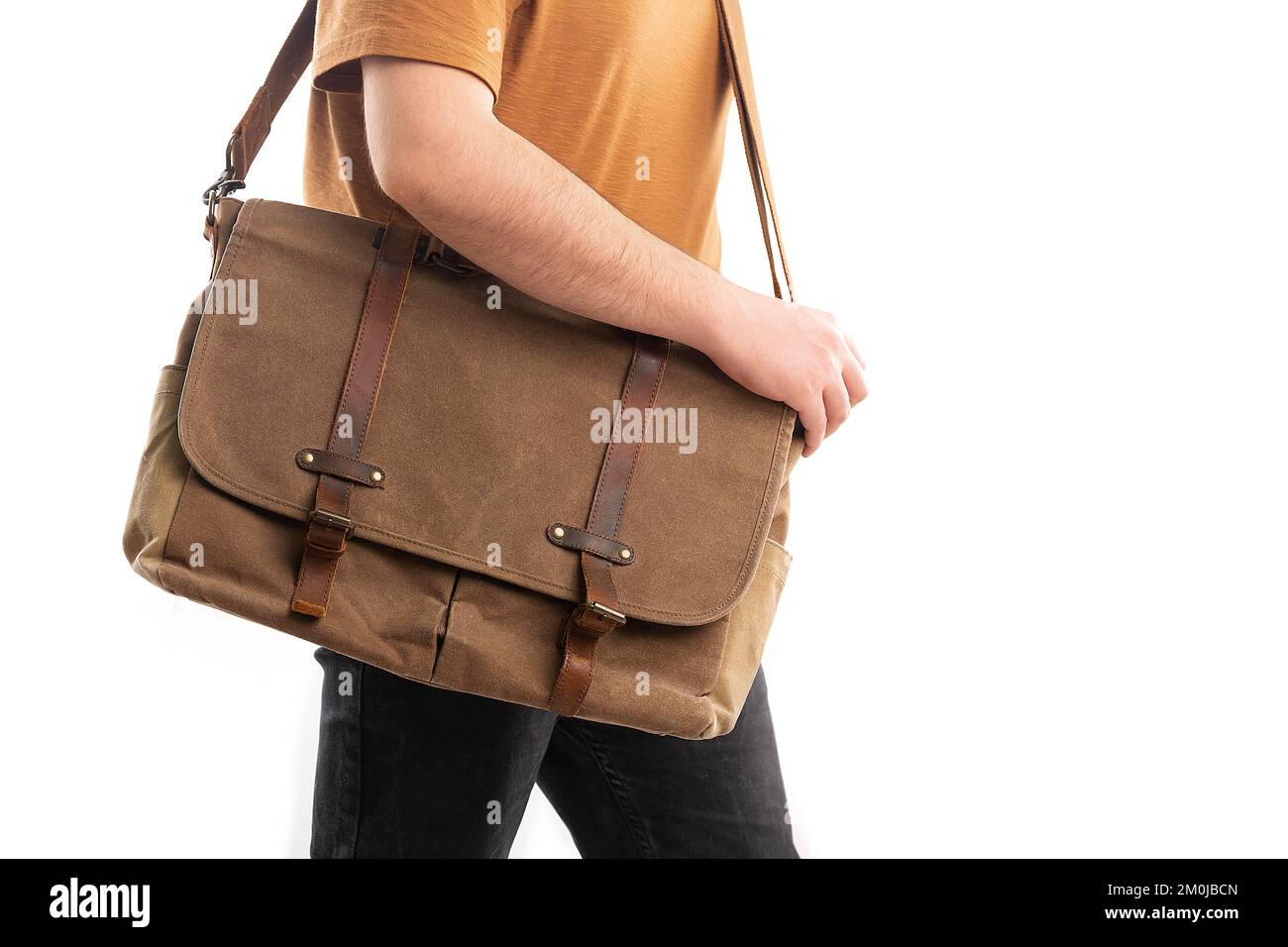 man carrying laptop bag, documents and laptop Stock Photo Alamy