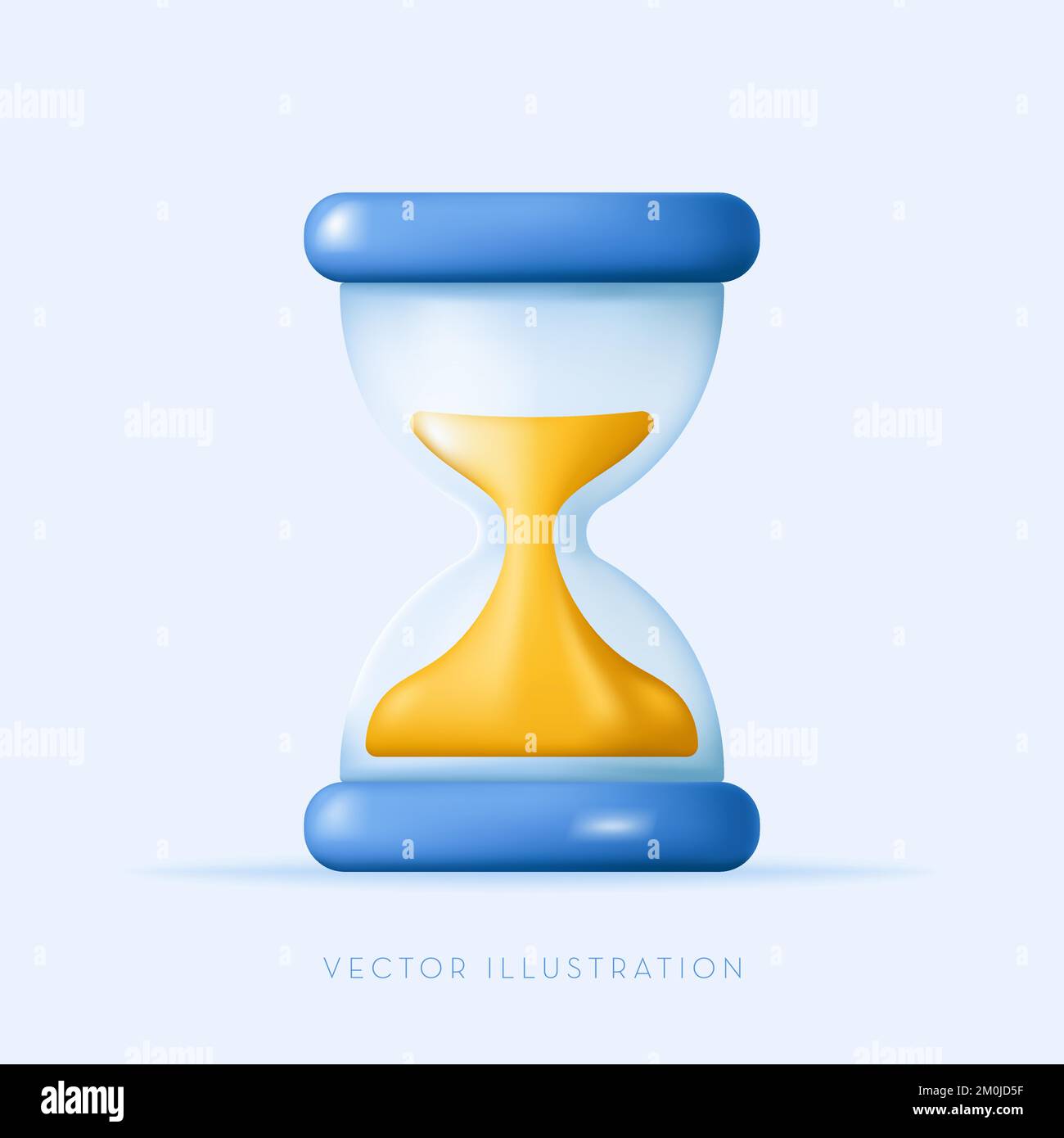 Hourglass. Sand clock, time. 3d vector icon in cartoon minimal style