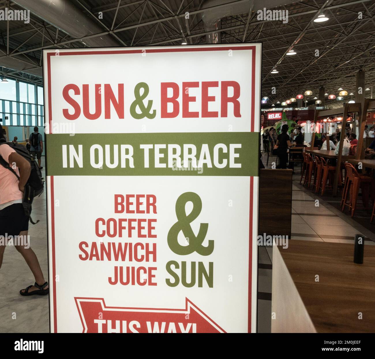 Airport departure lounge bar sign in Spain Stock Photo