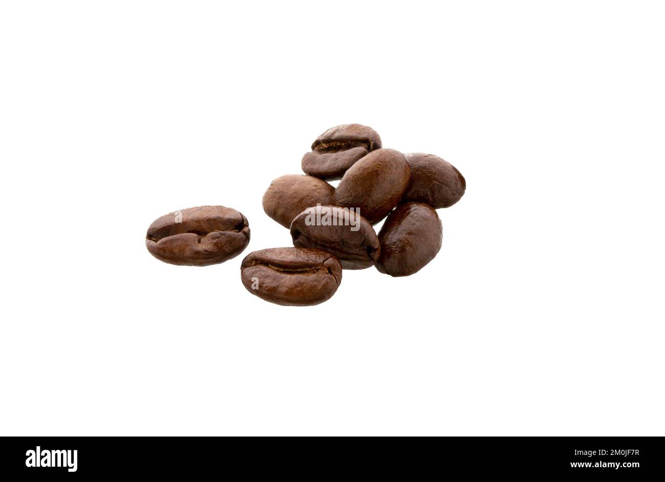 Coffee Beans. Pile roasted coffee bean isolated on white. Stock Photo