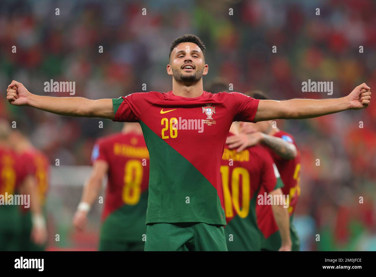 Lusail, Qatar. 06th Dec, 2022. Goncalo Ramos of Portugal celebrates