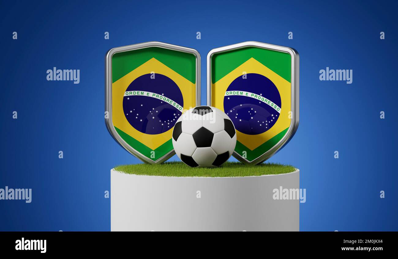 LONDON, UK - July 2023: Brazil national football team logo badge on a  soccer ball. 3D Rendering Stock Photo - Alamy