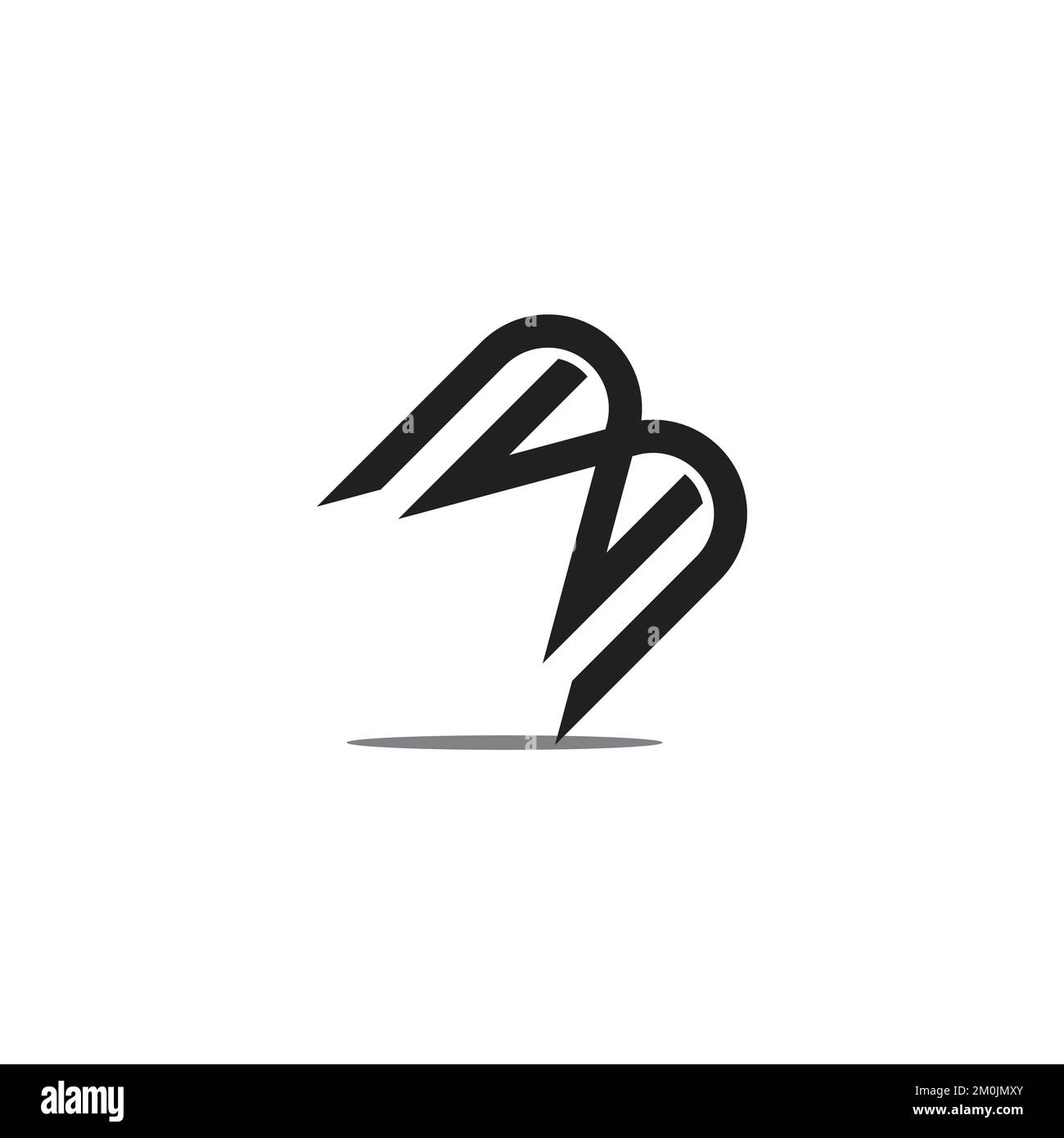 letter bw simple linked geometric shadow logo vector Stock Vector Image ...