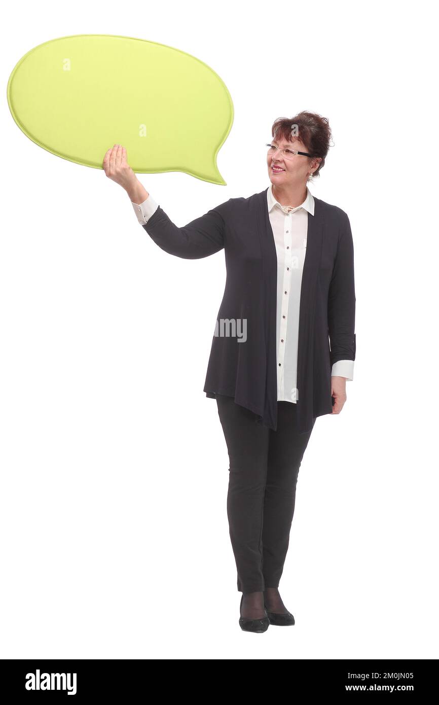 Image of mature woman isolated over white background Stock Photo - Alamy
