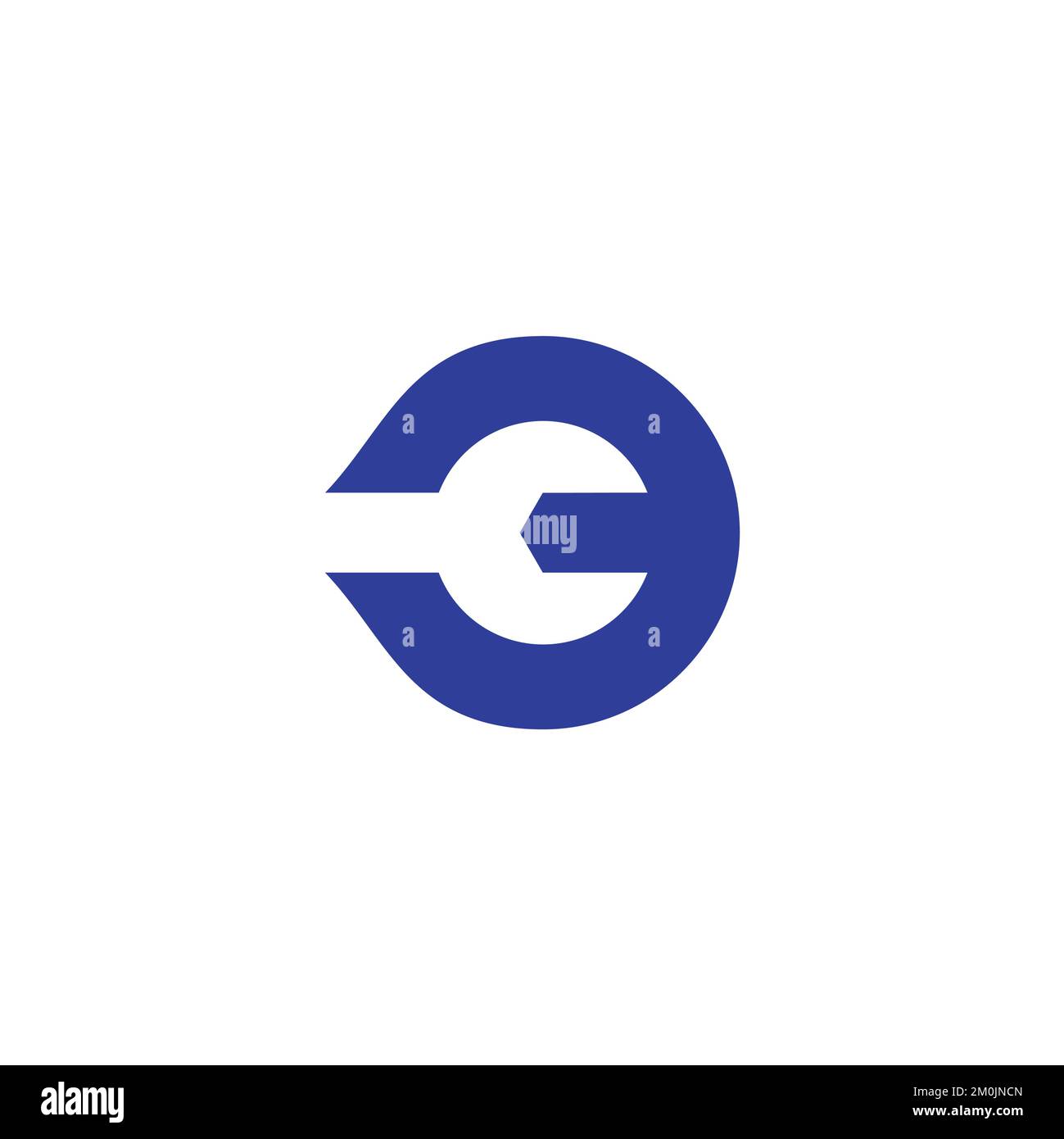wrench simple geometric negative space logo vector Stock Vector