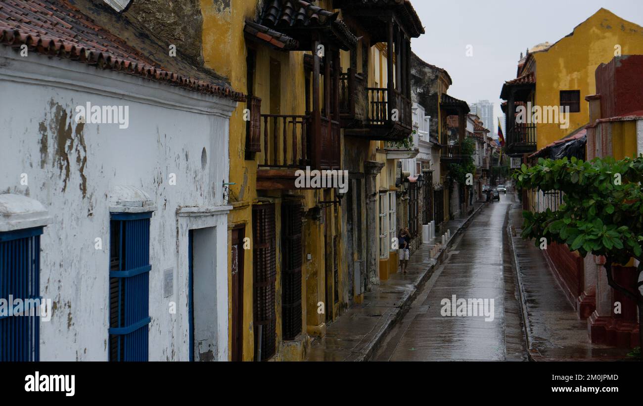 Record rain in Cartagena, Colombia Stock Photo