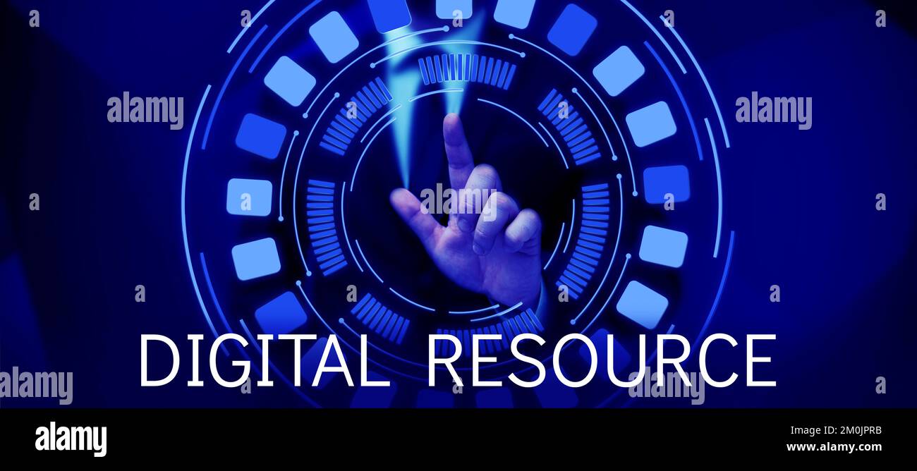 Sign displaying Digital Resource. Conceptual photo content that distributed digitally over the Internet Stock Photo