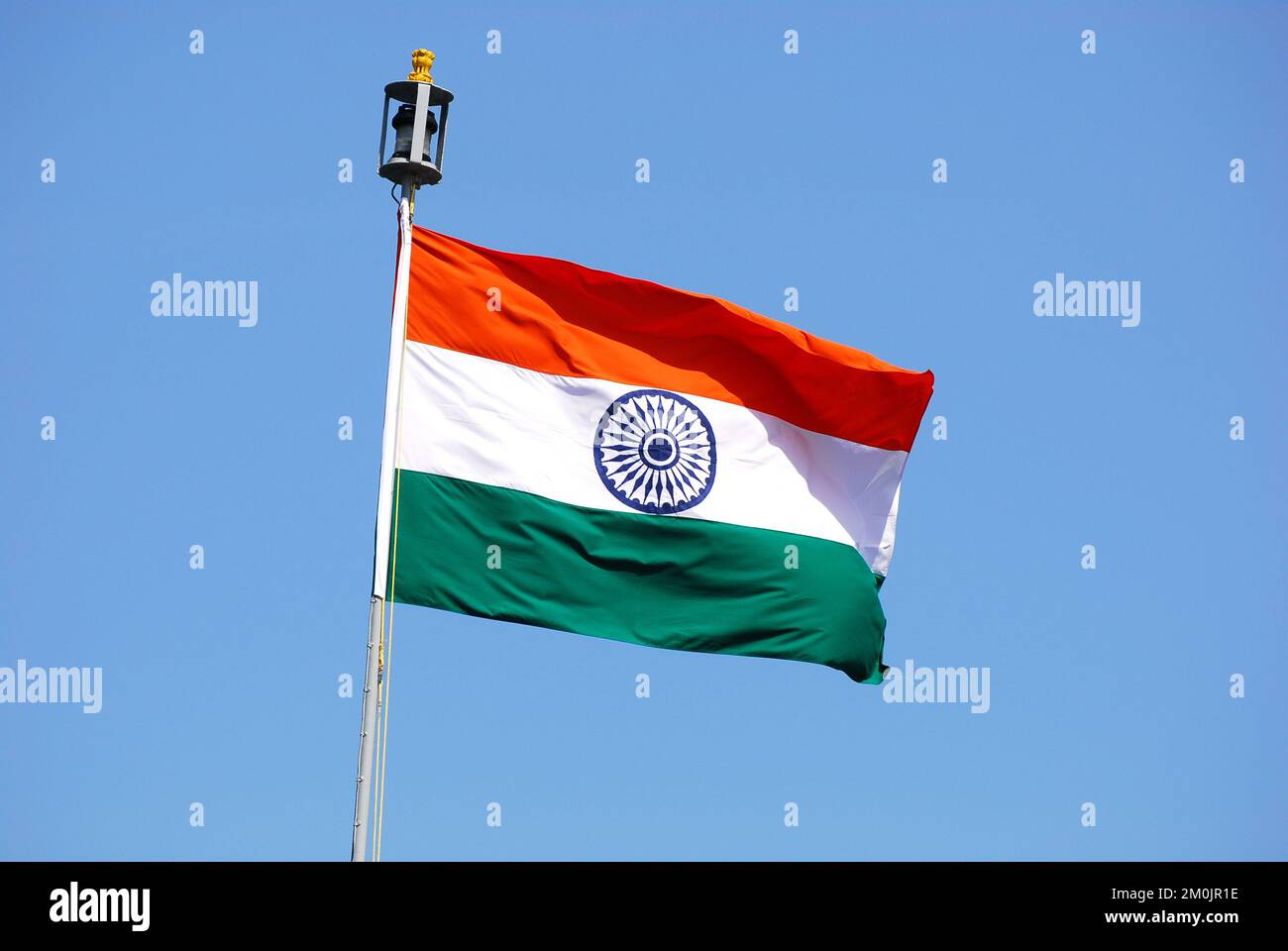 Kanagawa Prefecture, Japan - April 14, 2007: Flag of the Republic of India on Indian Navy INS Mysore (D60). Stock Photo