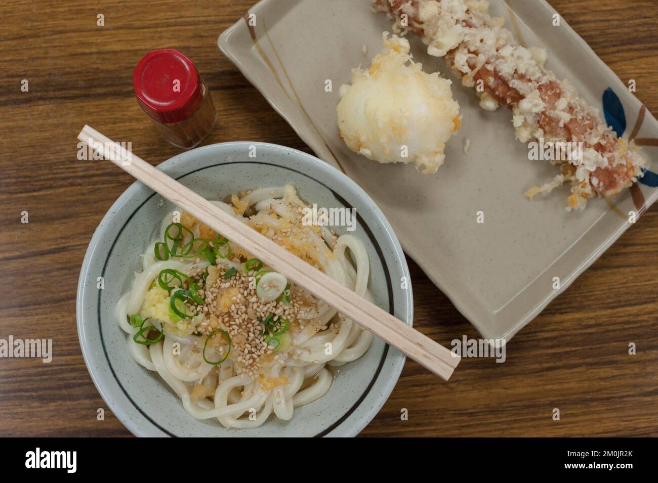 Exceptional tempura (egg and chikuwa) and udon at Chikusei in Takamatsu