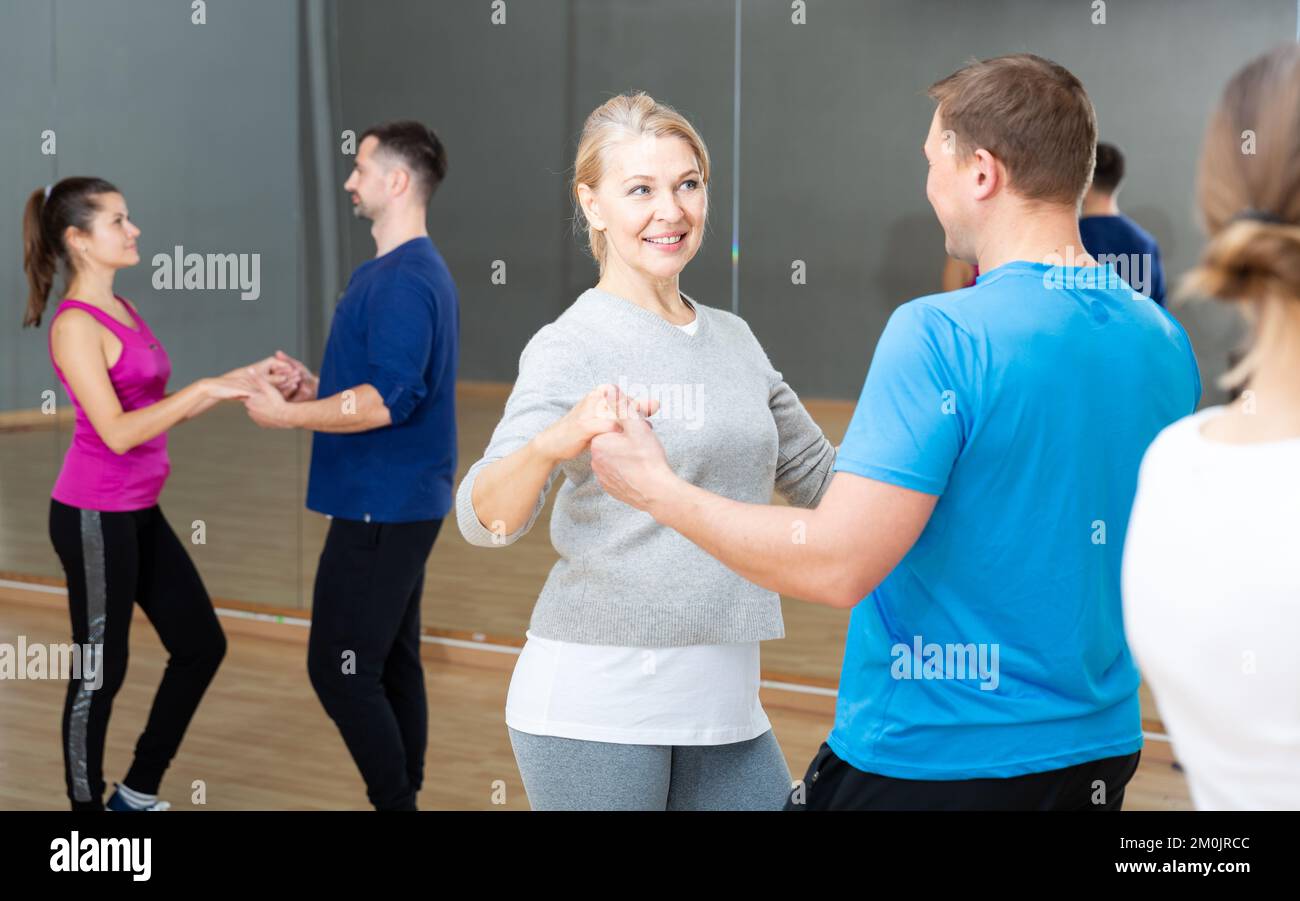 Mature woman learning to dance kizomba Stock Photo Alamy