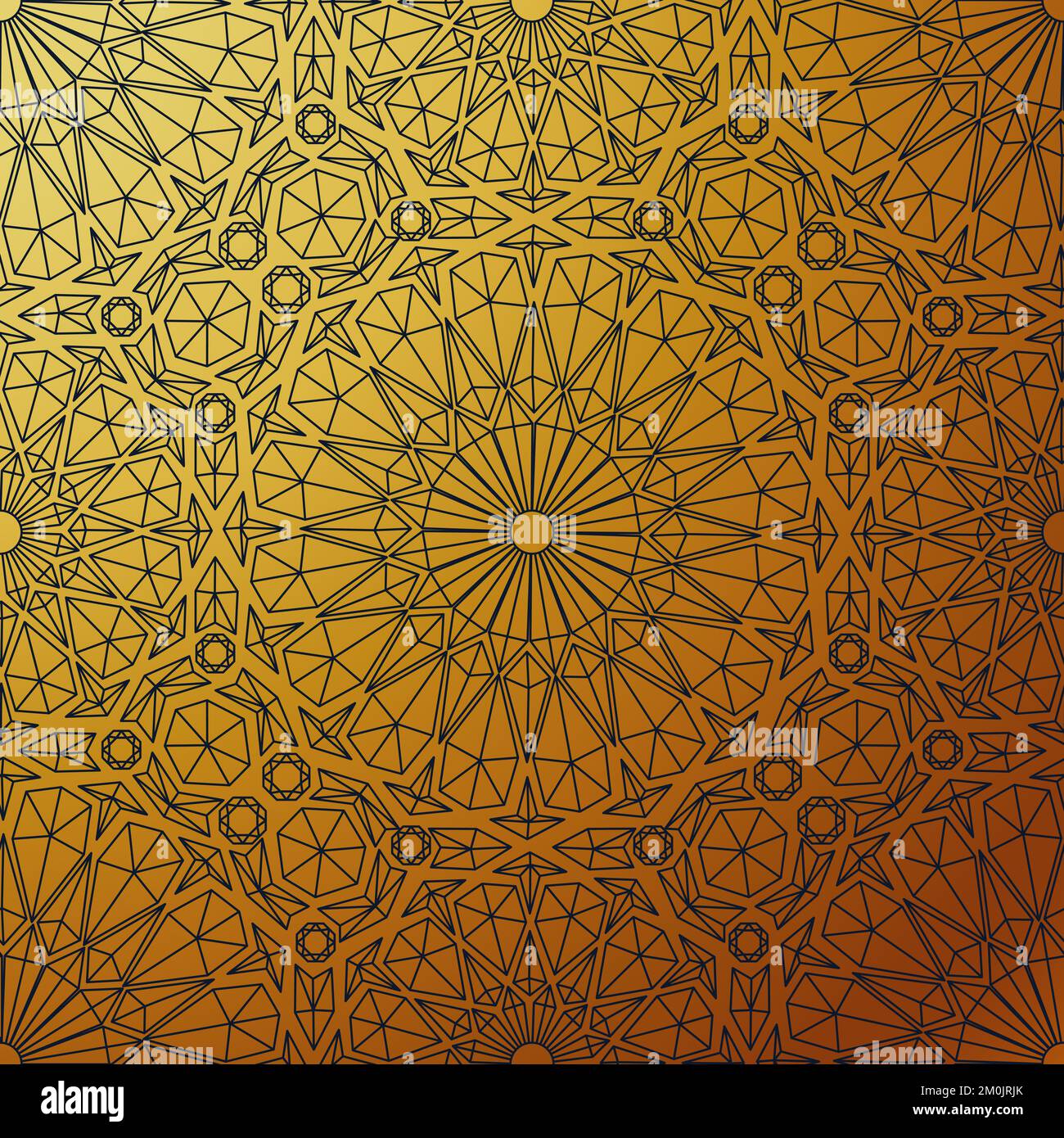Linear oriental pattern on a golden background. Vector clipart Stock Vector