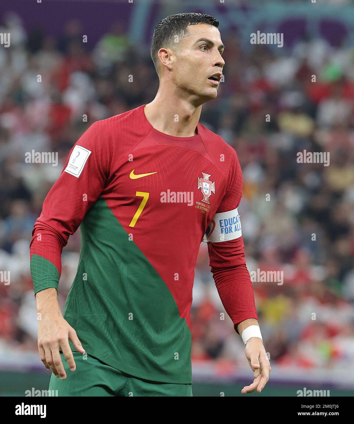 Qatar, Doha. 6th Dec, 2022. World Cup 2022 : Porugal Vs Switzerland.Match #56 - Portugal vs. Switzerland.Lusail Stadium.Portugal 6 : 1 Switzerland .3 goals Goal by Portugal .# 26 G. Ramos one goal .by Portugal #3 PEPE & one goal by # 5 RAPHAEL GUERREIRO of Portugal.one by #15 Rafeal Leao of Por .& one by #5 AKANJI of Swiss.Christiano Ronaldo in Action. (Credit Image: © Seshadri Sukumar/ZUMA Press Wire) Stock Photo