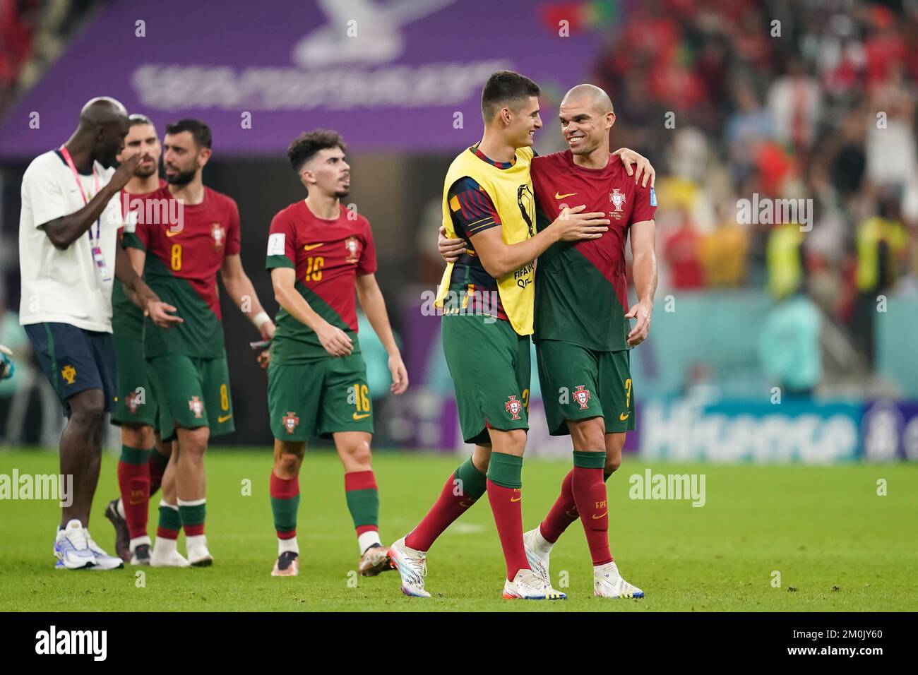 Lusail Stadium, Qatar. 6th Dec, 2022. FIFA World Cup, final 16 stage,  Portugal versus Switzerland: Fans of Portugal with a wish list banner  Credit: Action Plus Sports/Alamy Live News Stock Photo - Alamy