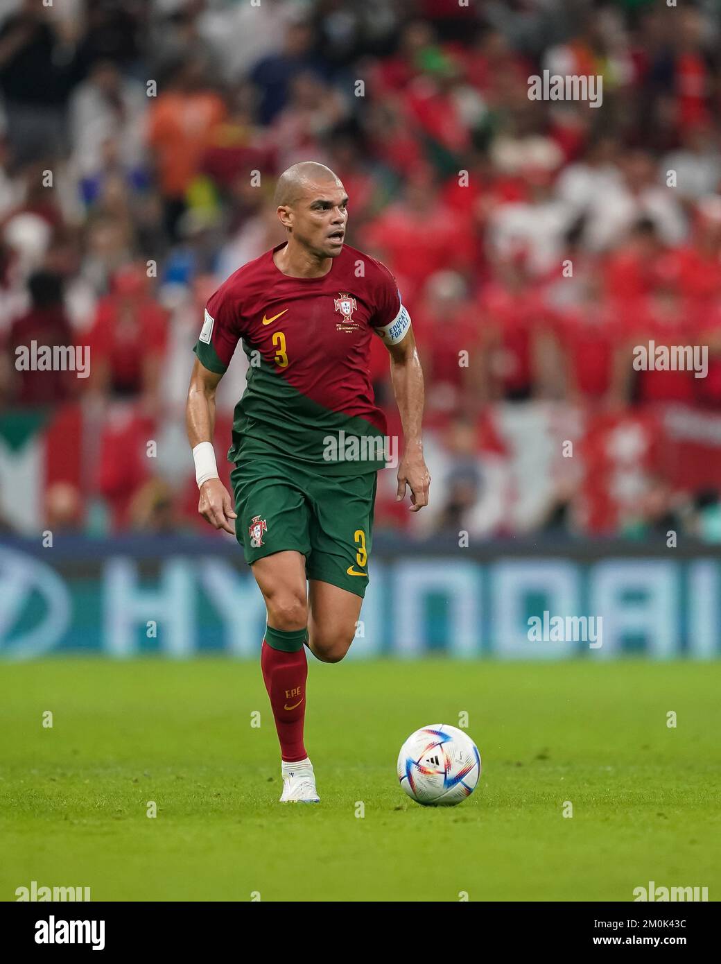 LUSAIL, QATAR - DECEMBER 6: Player of Portugal Pepe drives the ball during the FIFA World Cup Qatar 2022 Round of 16 match between Portugal and Switzerland at Lusail Stadium on December 6, 2022 in Lusail, Qatar. (Photo by Florencia Tan Jun/PxImages) Stock Photo
