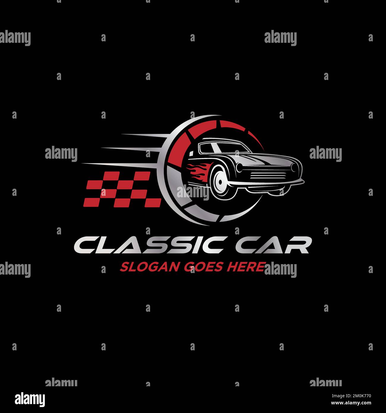 Classic Car repair Logo shield, automotive modification logo template