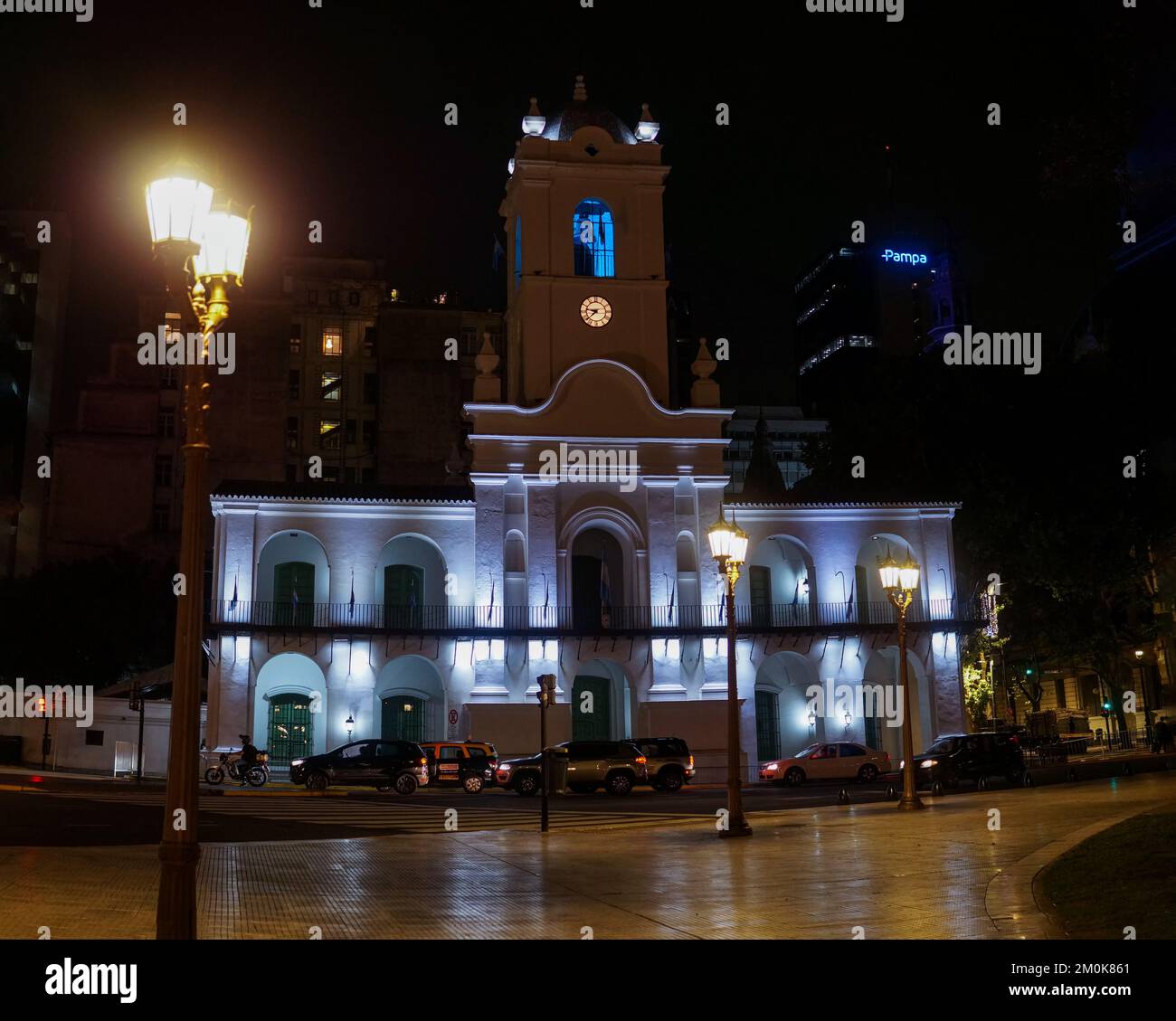 Front view of the Cabildo de Buenos Aires at night. Stock Photo